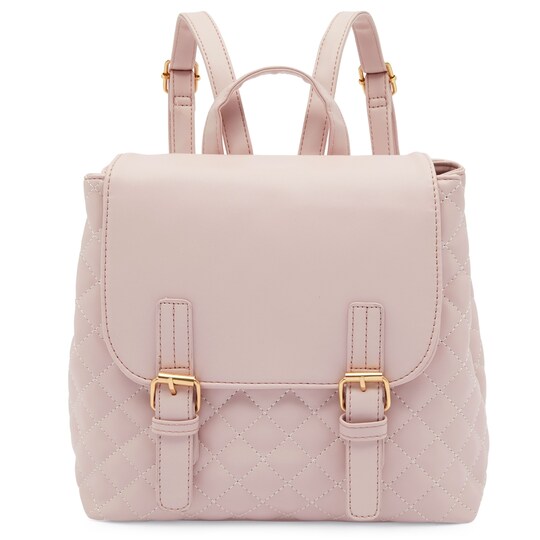 Pink PU Quilted Leather Mini Backpack Purse for Teen Girls with Double Buckle Closure (10 x 4 In, Pink)